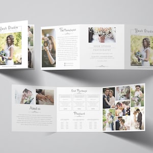 Photography Square Trifold Brochure 5x5 Accordion template Photography marketing template Pricing Guide Price List Welcome Guide image 1