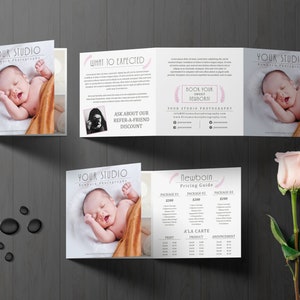 Photography Square Trifold Brochure 5x5 Accordion template | Photography marketing template |  Pricing Guide | Price List | Welcome Guide