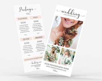 Wedding Photography Rack Card Template: Pricing Guide (Photoshop, Digital Download)