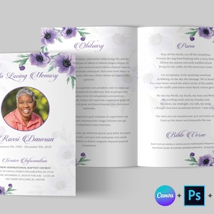 Funeral Program Template | Funeral Program Template Word | 8 Pages | Floral Funeral Program | Memorial program | Obituary Program | Canva