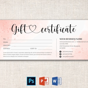 Gift Certificate Template | Gift Voucher Template | Gift Certificate Template | Printable Gift Cards | DIY Gift Card | Shop Voucher Template
