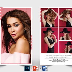 Modeling Comp Card | Model Agency Zed Card | Photoshop,  MS Word and MS PowerPoint Template | Modeling Card | Comp card | Model Comp Card