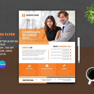 Printable Business Flyer | Corporate Flyer Template | Agency Flyer | Canva and Photoshop Template | Instant Download