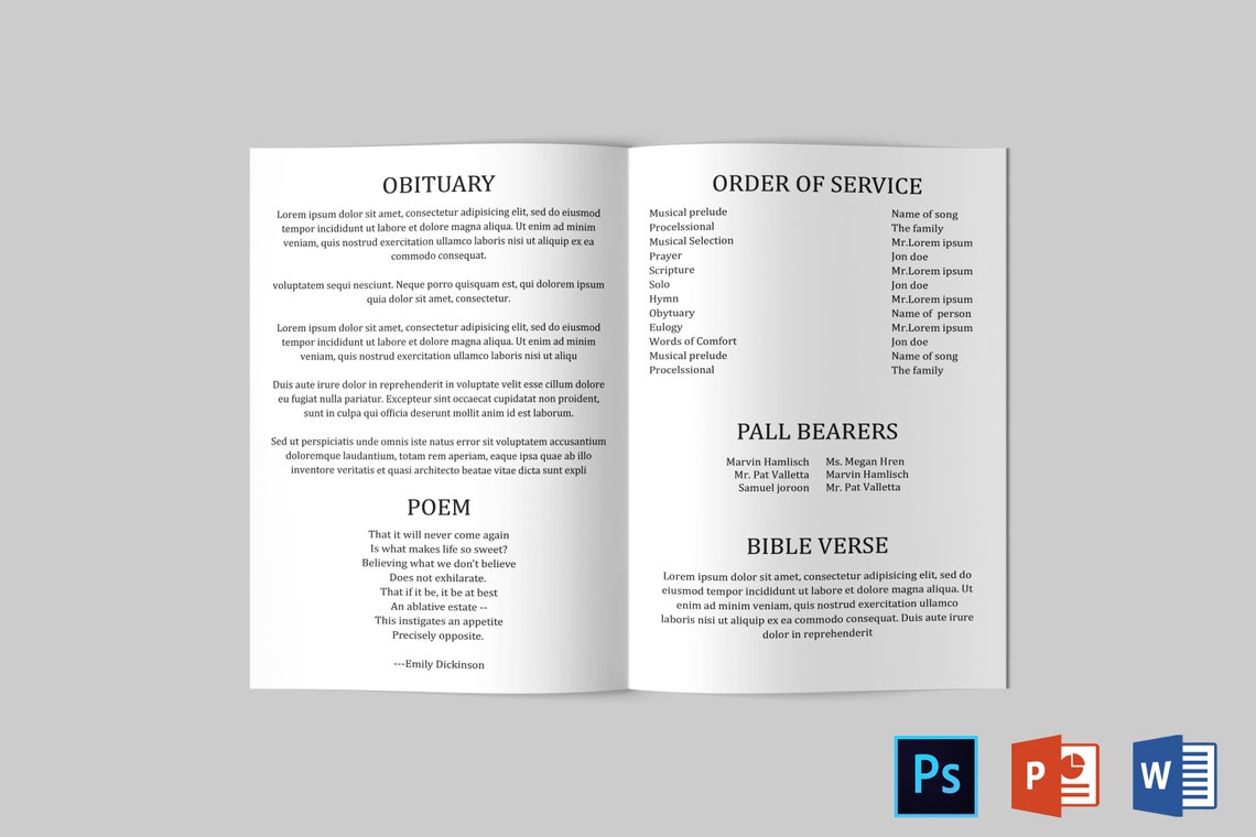 Black and White Funeral Program Template Funeral Program - Etsy