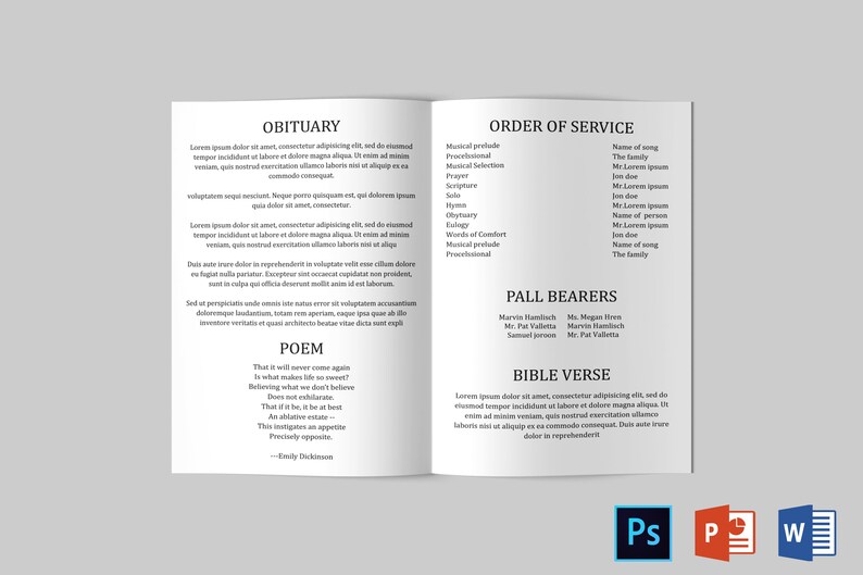 Black and White Funeral Program Template Funeral Program - Etsy