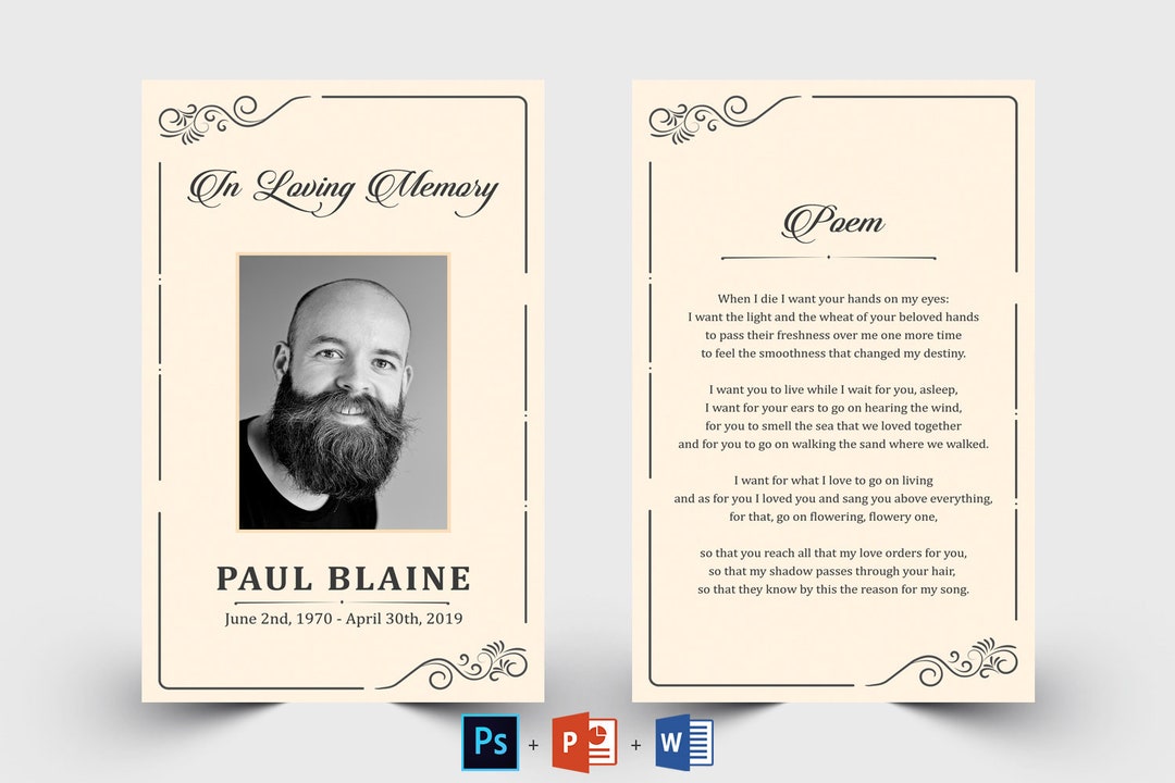 Funeral Prayer Card Template Printable Memorial Prayer Card Etsy Funeral Prayer Card Template Printable Memorial Prayer Card Etsy