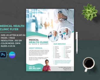 Medical Clinic Flyer Template: Photoshop & Canva (8.5x11 IN)