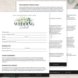Wedding Photography Contract Template | Wedding Session Agreement | Wedding Contract Template | Wedding Photographer Contract | Canva