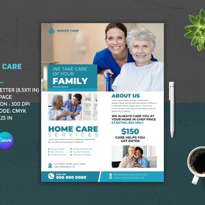 Home Care Service Flyer | Pflegeheim Flyer | Altenpflege Vorlage | Pflegehelfer-Service Flyer | Haus Gesundheit | Photoshop und Canva