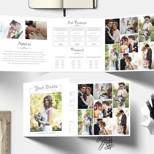 Photography Square Trifold Brochure 5x5 Accordion template Photography marketing template Pricing Guide Price List Welcome Guide image 3