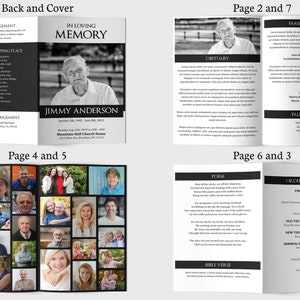 Black and White Funeral Program Template | Funeral Program Template ...