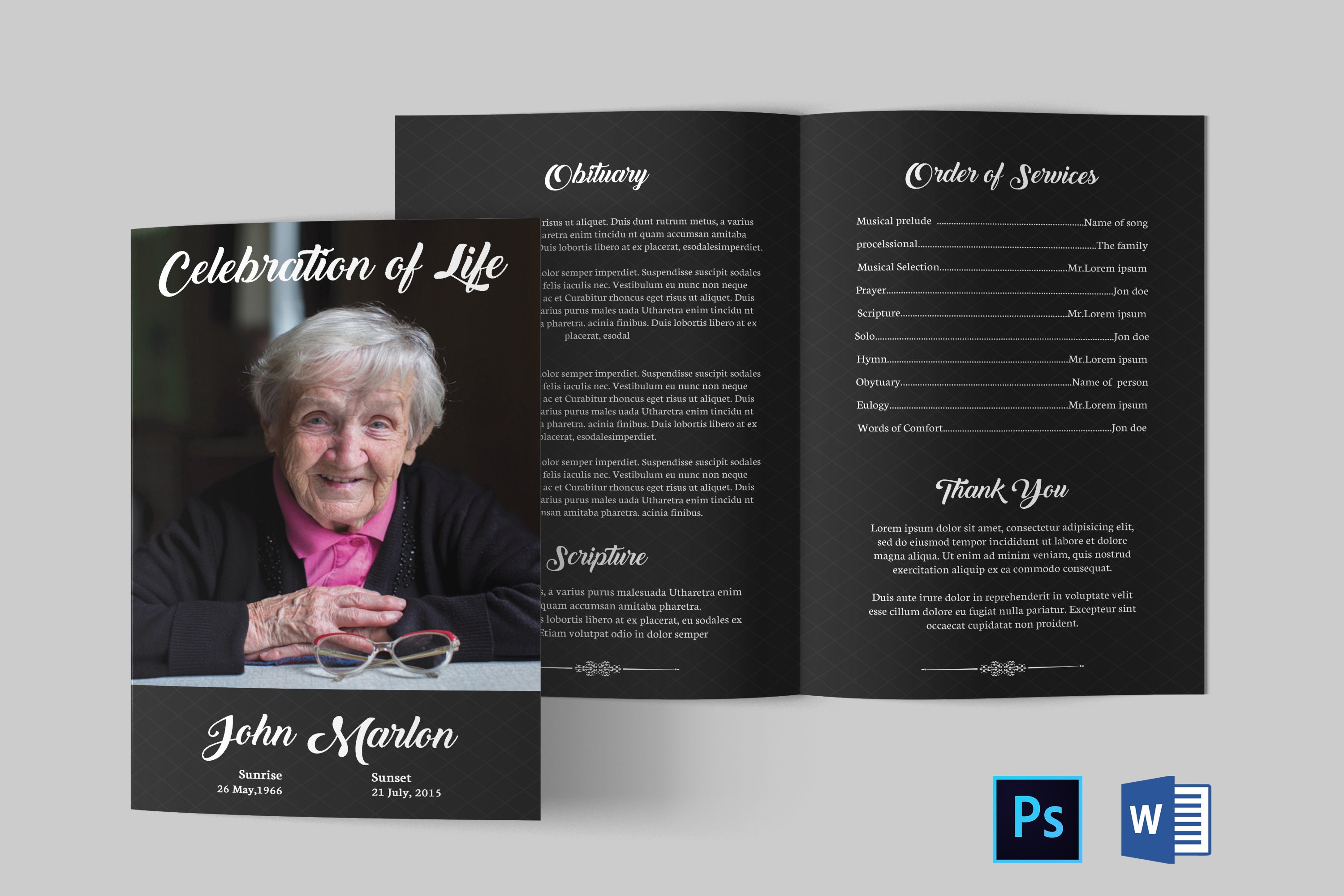 Funeral Program Template Funeral Program Template Word | Etsy