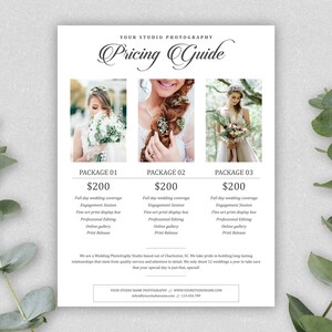 Photography Pricing Template | Photography price list template | Photography price guide | Photography price sheet | Pricing Guide Photoshop