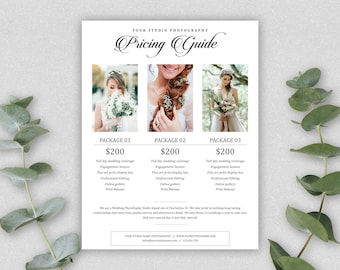 Photography Pricing Template | Photography price list template | Photography price guide | Photography price sheet | Pricing Guide Photoshop