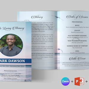 Ocean Funeral Program Template | Funeral Program Template Word and PowerPoint | Memorial program | Obituary Program | Canva Template