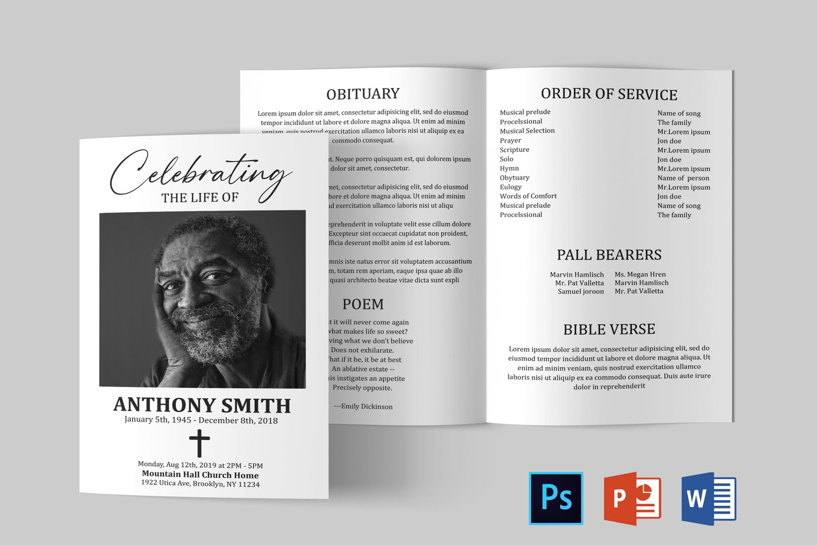 Black and White Funeral Program Template Funeral Program - Etsy