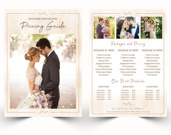 Wedding Photography Price List | Photography Pricing Guide | Pricing List Template | Wedding Photographer Pricing Guide Template | Photoshop