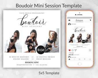 Boudoir Mini Session Template: 5x5 Photography (PSD)
