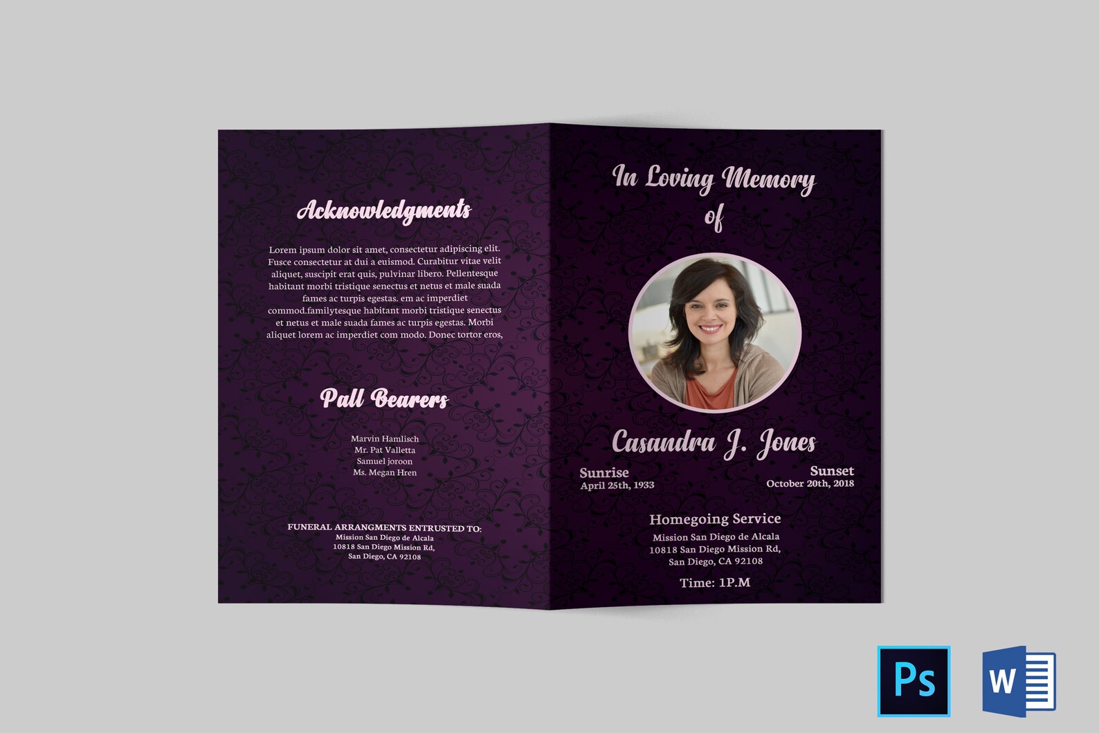 Funeral Program Template Funeral Program Template Word Etsy