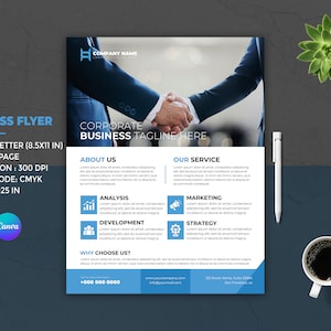 Printable Business Flyer | Corporate Flyer Template | Agency Flyer | Canva and Photoshop Template | Instant Download