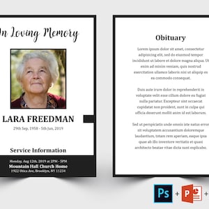 Funeral Memorial Card Template | Funeral Program Template | Funeral Card Template | Obituary Card | Editable Prayer Card, MS Word PowerPoint
