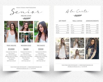 Senior Photography Pricing Guide Template: US Letter (Photoshop .psd)
