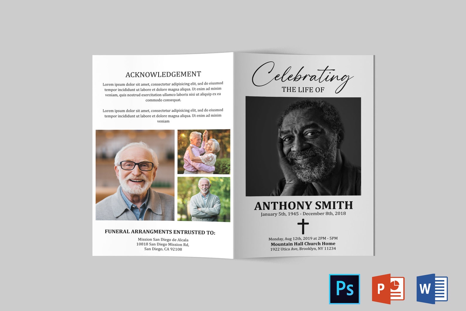 Black and White Funeral Program Template Funeral Program - Etsy