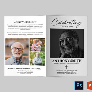 Black and White Funeral Program Template Funeral Program - Etsy