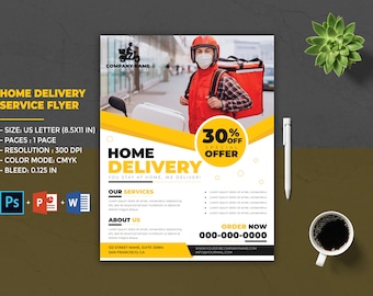 Delivery Service Flyer Template: MS Word & Photoshop (8.5x11 IN)