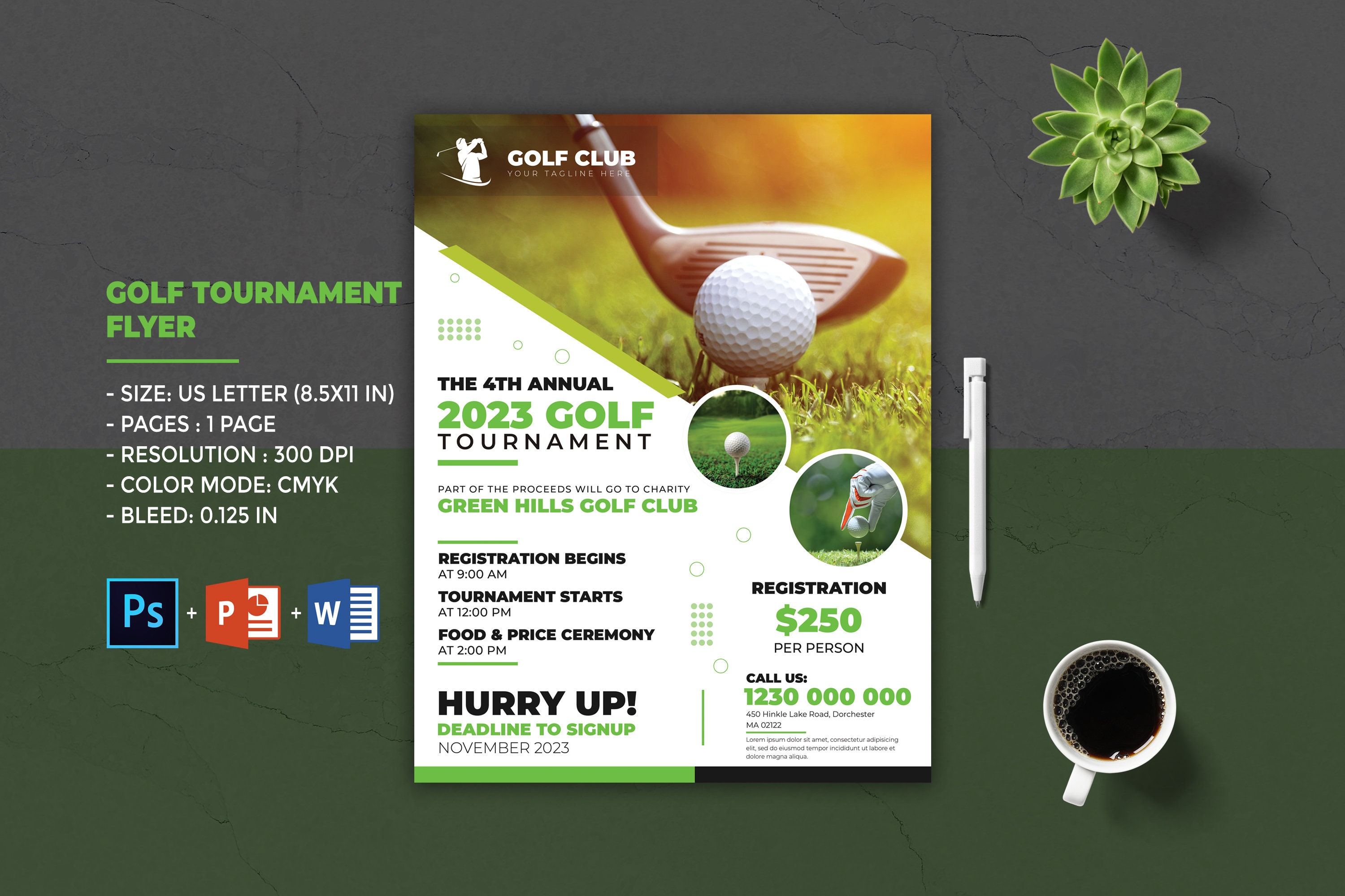 Charity Golf Tournament Flyer Poster Template