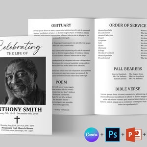 Black and White Funeral Program Template Funeral Program Template Word ...