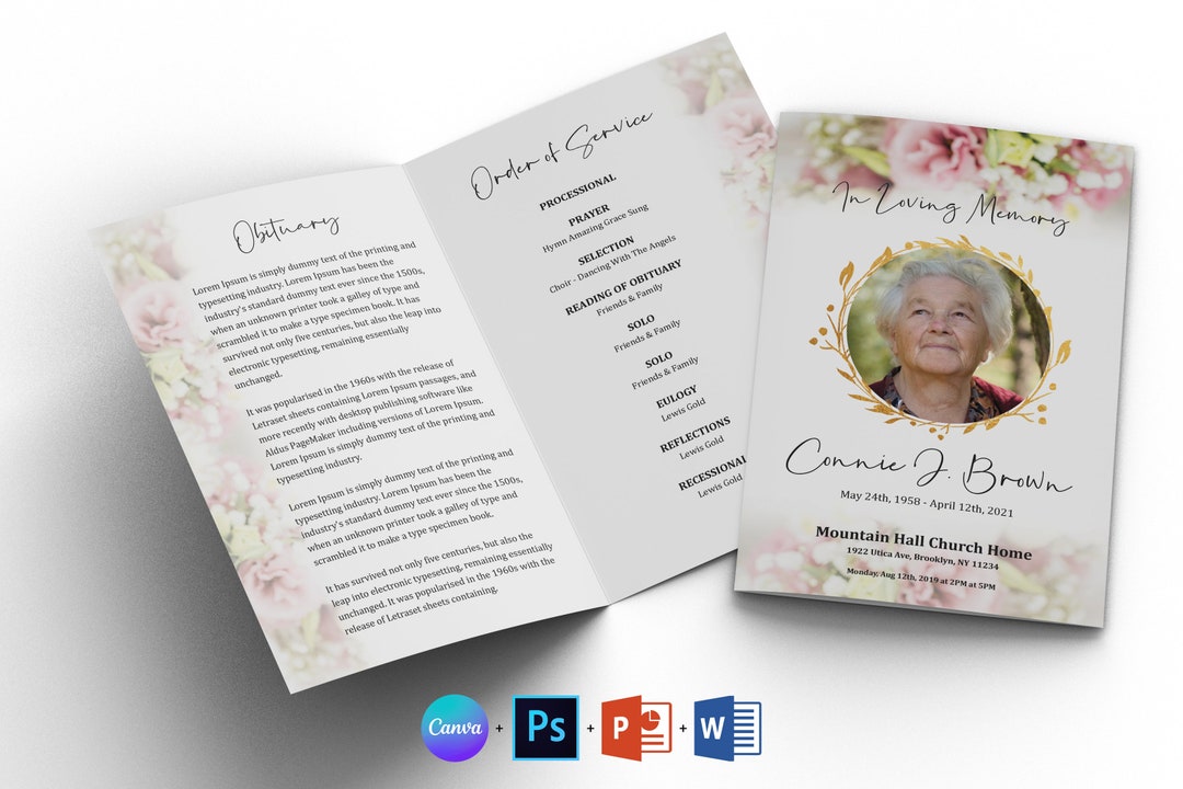 Floral Funeral Program Template | Funeral Program Template Word ...