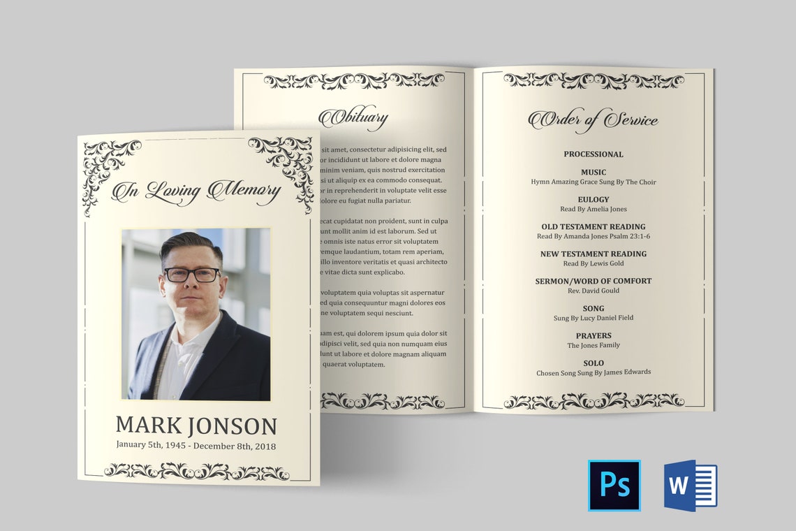 Funeral Program Template Funeral Program Template Word - Etsy