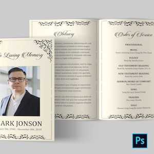 Funeral Program Template Funeral Program Template Word Etsy