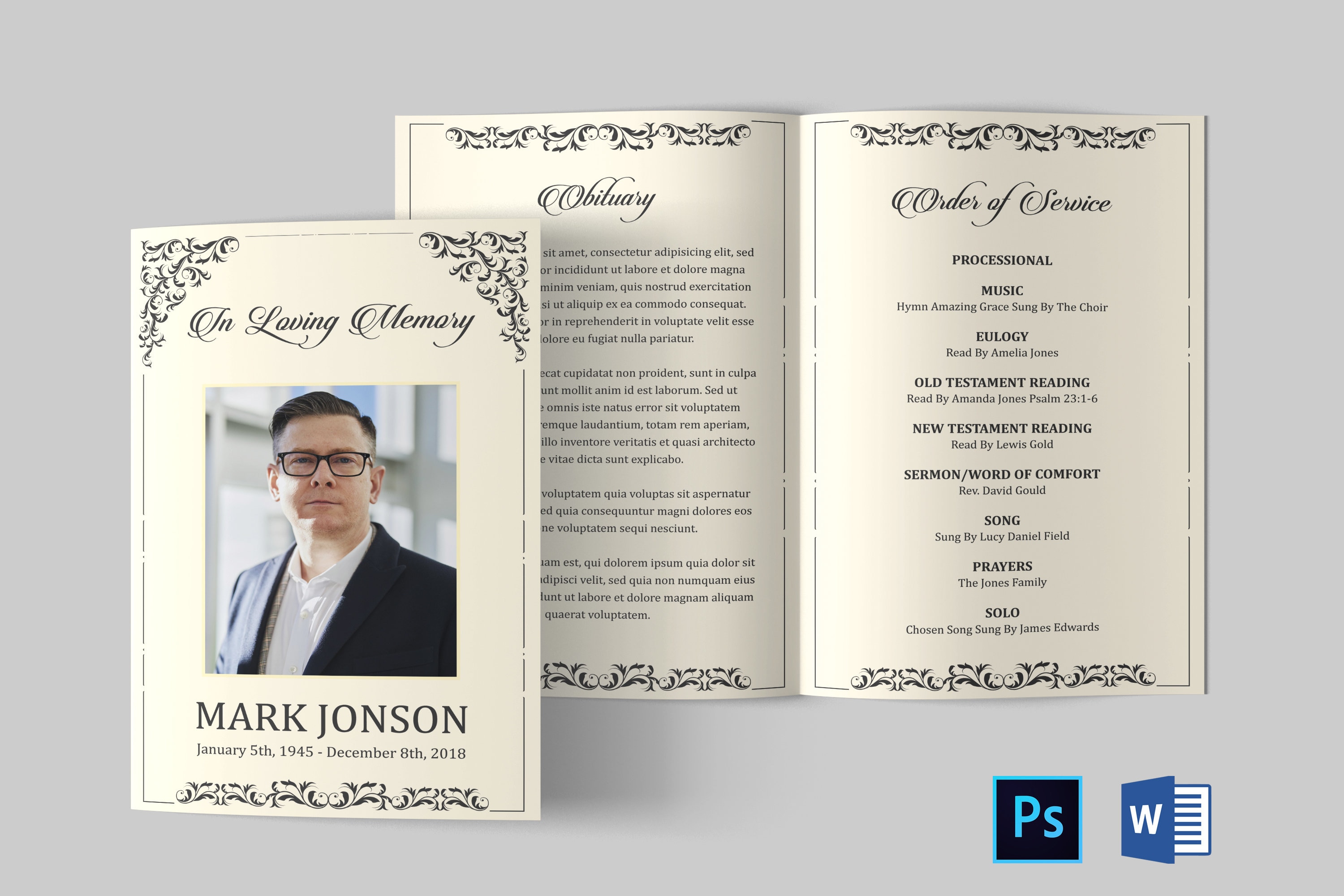 Funeral Program Template Funeral Program Template Word Etsy Canada