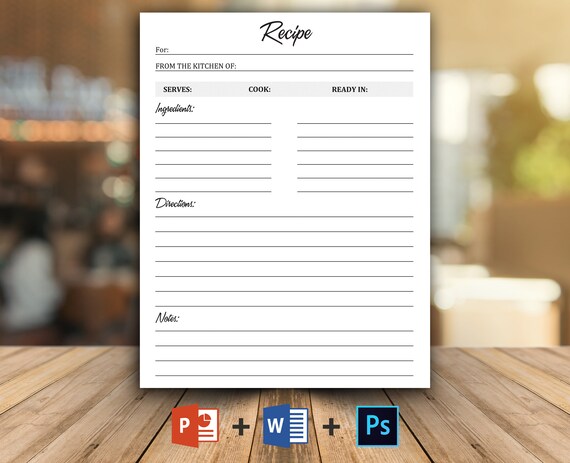 Recipe Page Printable Recipe Pages Editable Recipe - Etsy