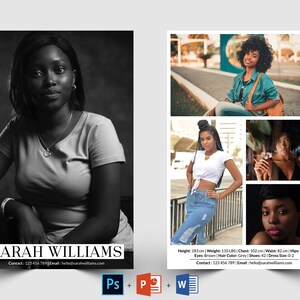 Modellering Comp Card Template | Modelbureau Zed Card | Photoshop, MS Word Template | Modelleringskaart | Comp kaart | Model Comp Card | Sed-kaart