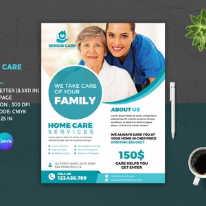 Home Care Service Flyer | Pflegeheim Flyer | Altenpflege Vorlage | Pflegehelfer-Service Flyer | Haus Gesundheit | Photoshop und Canva