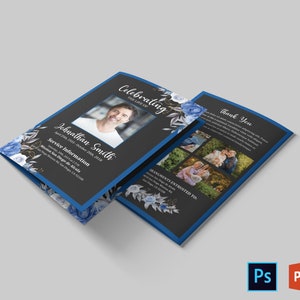 Rose Floral Funeral Program Template Funeral Program | Etsy