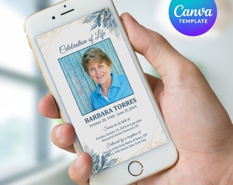 May include: A blue and gold digital memorial card with a photo of Barbara Torres. The card includes the text "Celebration of Life", "Barbara Torres", "October 20, 1960 - June 31, 2024", "Service to be held at", "Sunday, January 25, 2024 at 6 pm John Memorial Garden Newyork, NY", "Followed by a reception at", "Church of the Holy Name of Jesus, 207 West, 95th Street, New York City".