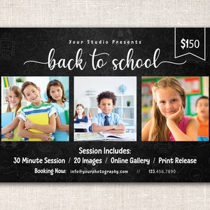 Back to school mini session template | Back to School Sessions | School Photography Template | Back To School Mini Session Marketing Board