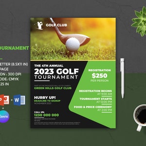 Golf Tournament Flyer Template | Golf Flyer Template | Charity Golf Flyer | Golf Match Poster Template | MS Word, Canva & Photoshop Template