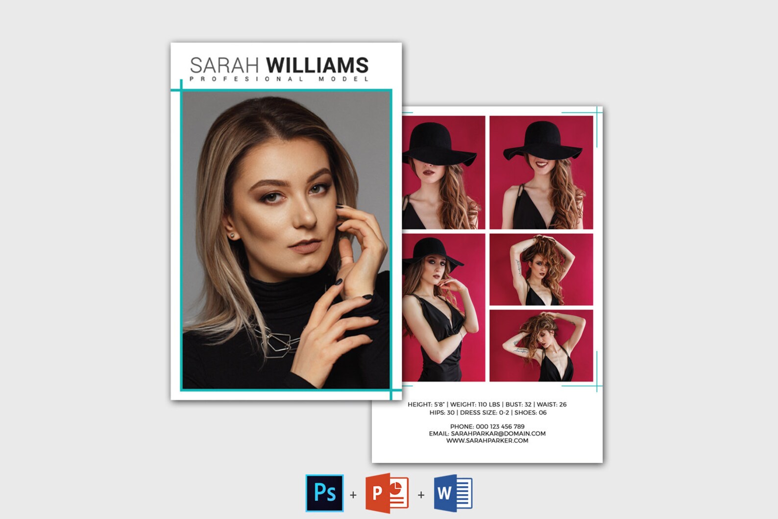 Modeling Comp Card Model Agency Zed Card MS Etsy