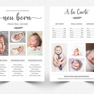 Newborn Photography Pricing Template | Pricing Guide | Photography Pricing Template | Photographer Price Sheet | Photo Price List Photoshop