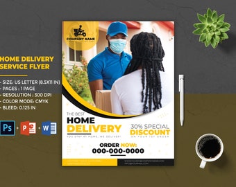 Home Delivery Service Flyer Template (PSD & MS Word)