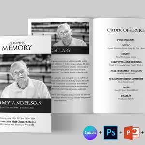 Funeral Program Template | Funeral Program Template Word | 8 Pages Funeral | Printable Memorial program | Obituary Program | Canva Template