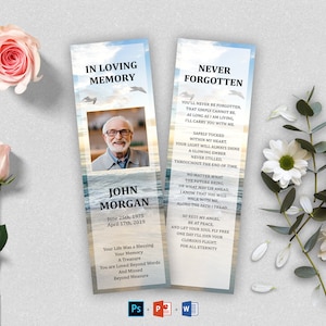 Segnalibro funebre oceanico / Segnalibro commemorativo / Ricordo funebre / Bomboniere funebri / Carta commemorativa per ricordo / Segnalibro stampabile