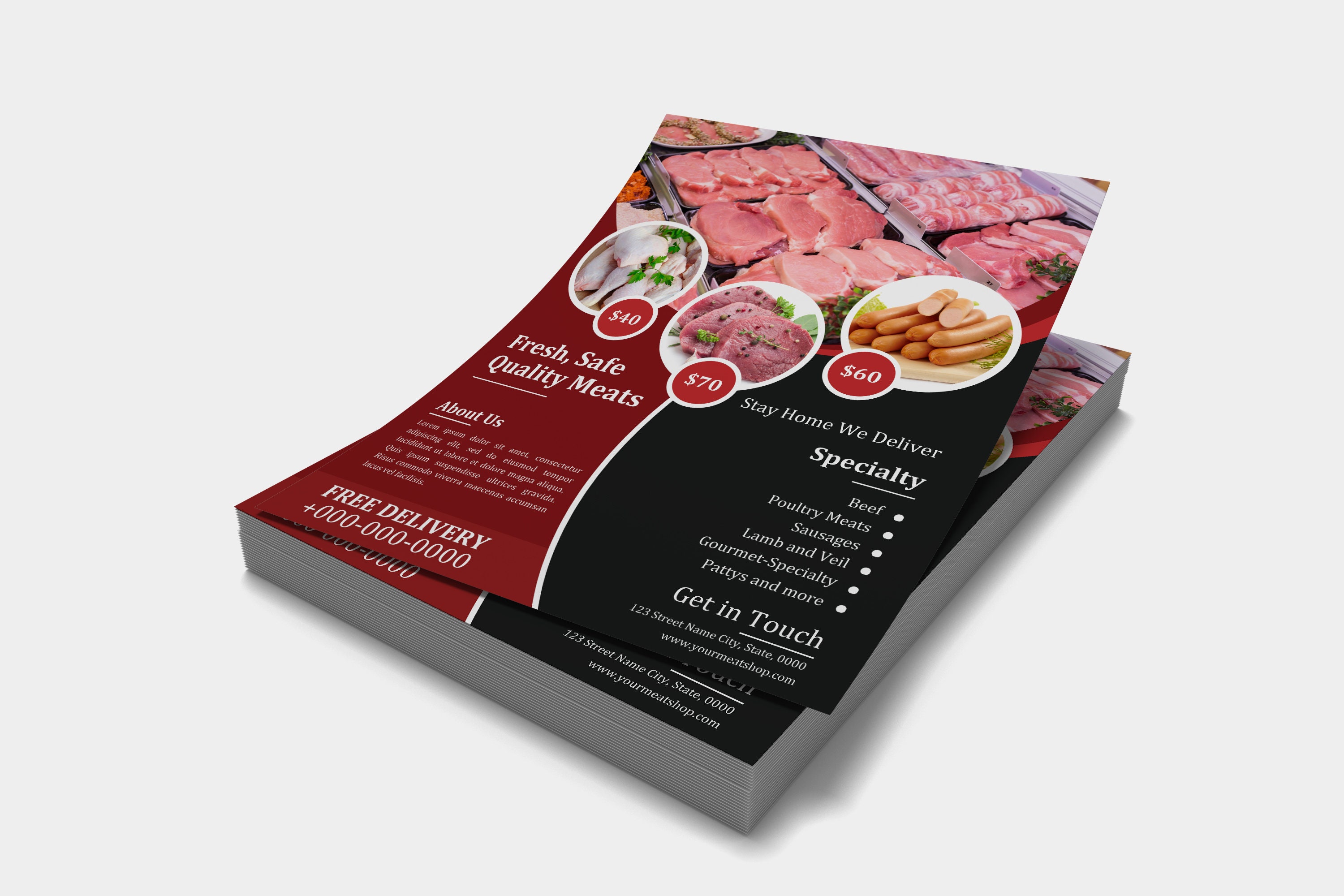 Meat Shop Flyer Template: Butcher Design (canva & Photoshop) - Etsy