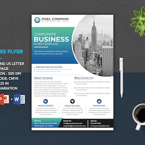 Printable Business Flyer | Corporate Flyer Template | Agency Flyer | Ms Word and Photoshop Template | Instant Download