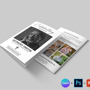 Black and White Funeral Program Template Funeral Program Template Word ...